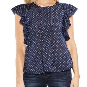 Vince Camuto Ruffled Top with embroidered stitching
